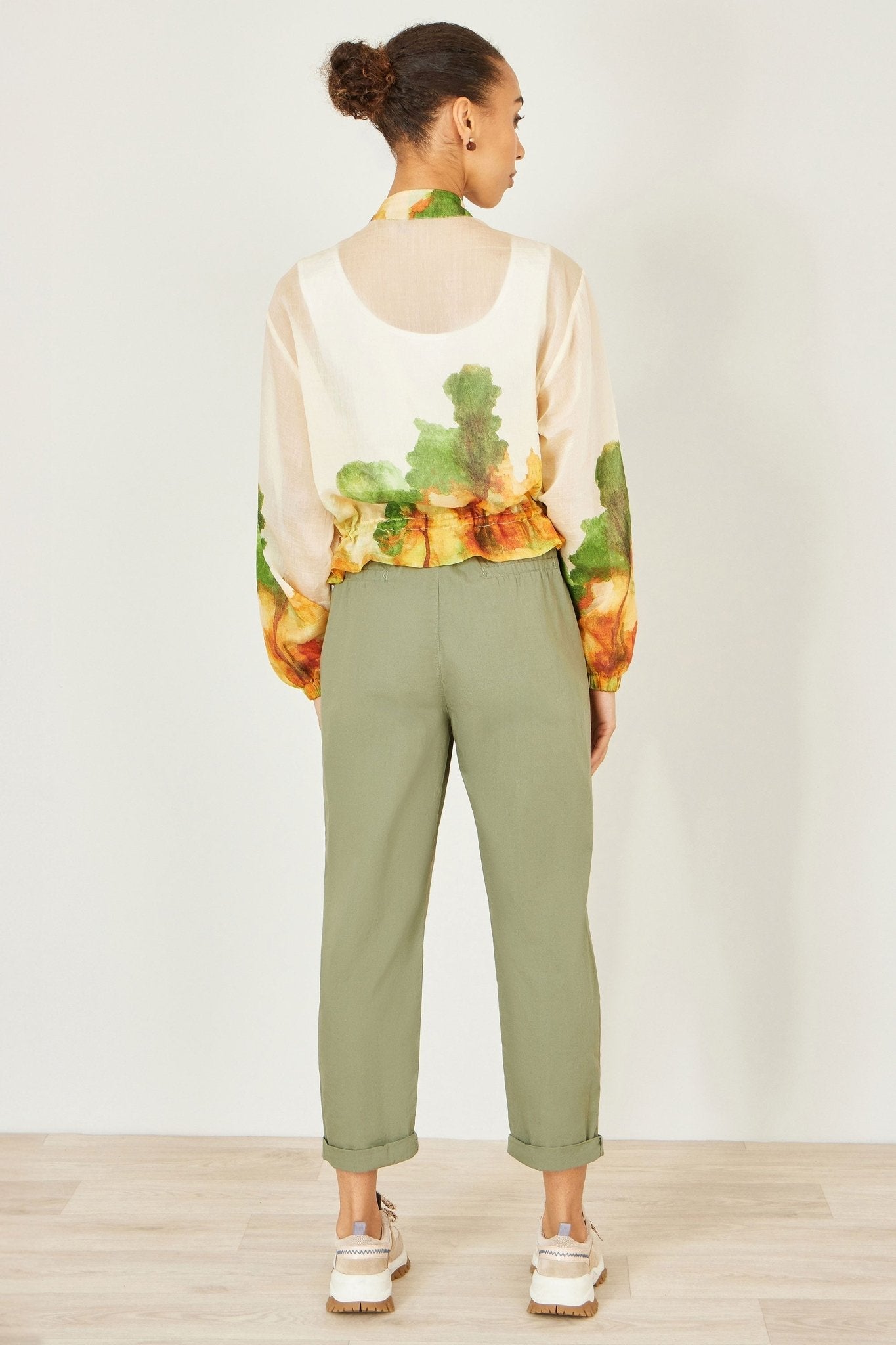 Yumi Beige Printed Lightweight Modal Bomber Jacket - Tucan Trading