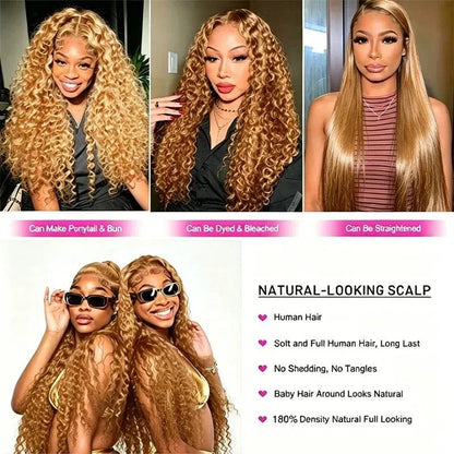 34-38 Inch Honey Blonde Human Hair Wig Lace Front Wig