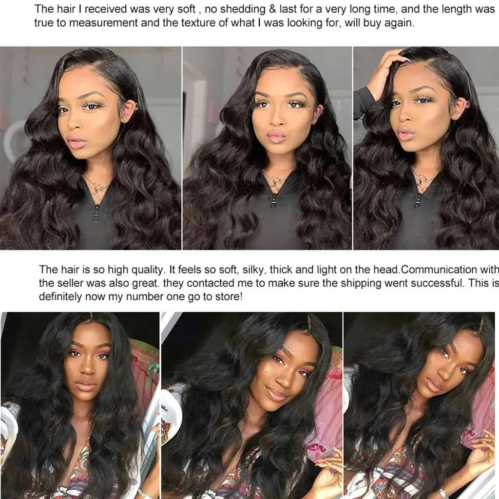 Natural Black Body Wave Remy Human Hair Wigs