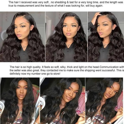 Natural Black Body Wave Remy Human Hair Wigs