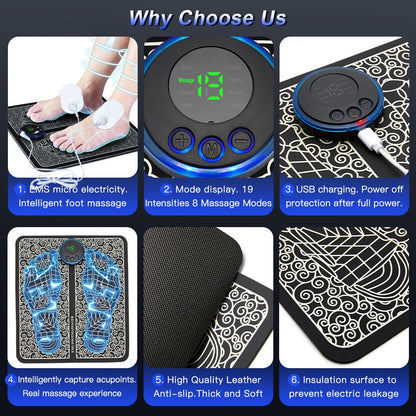 Rechargeable Portable Foot Intelligent Massage Pad - Tucan Trading