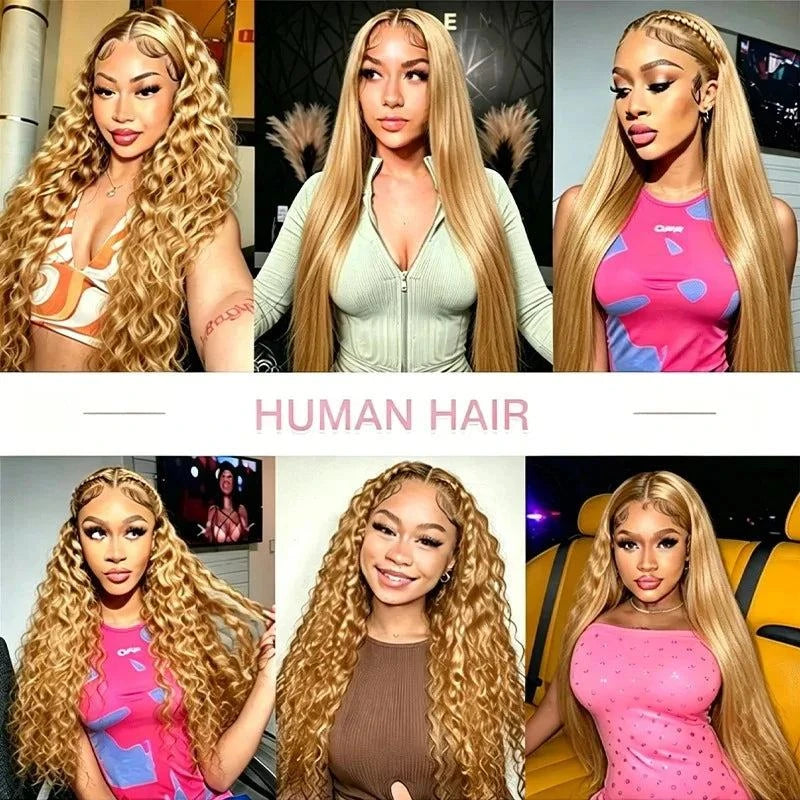 34-38 Inch Honey Blonde Human Hair Wig Lace Front Wig