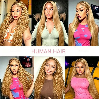 34-38 Inch Honey Blonde Human Hair Wig Lace Front Wig