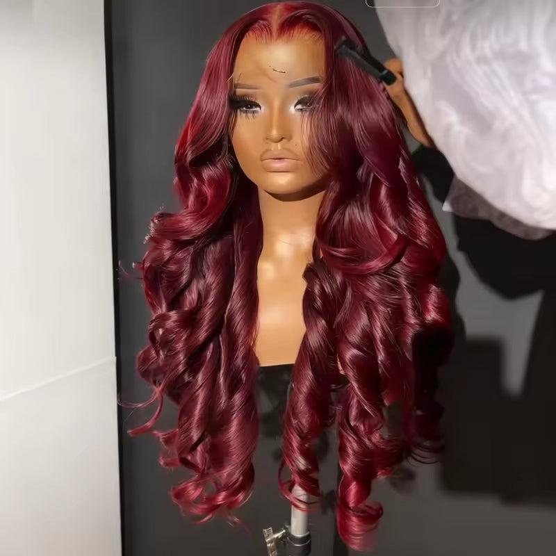 13x4 HD Burgundy Lace Front Human Hair 