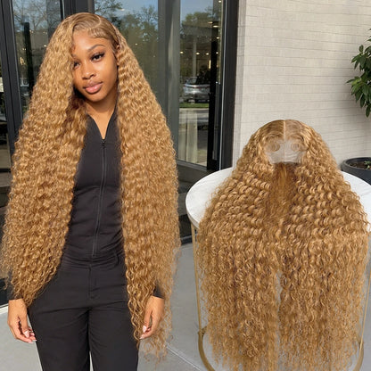 34-38 Inch Honey Blonde Human Hair Wig Lace Front Wig