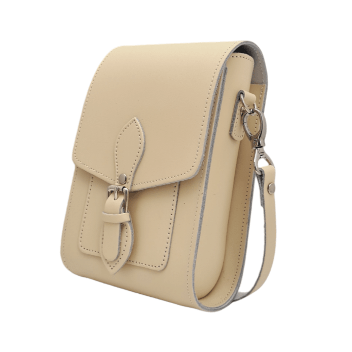 Handmade Leather Festival Phone Bag - Cream - Tucan Trading