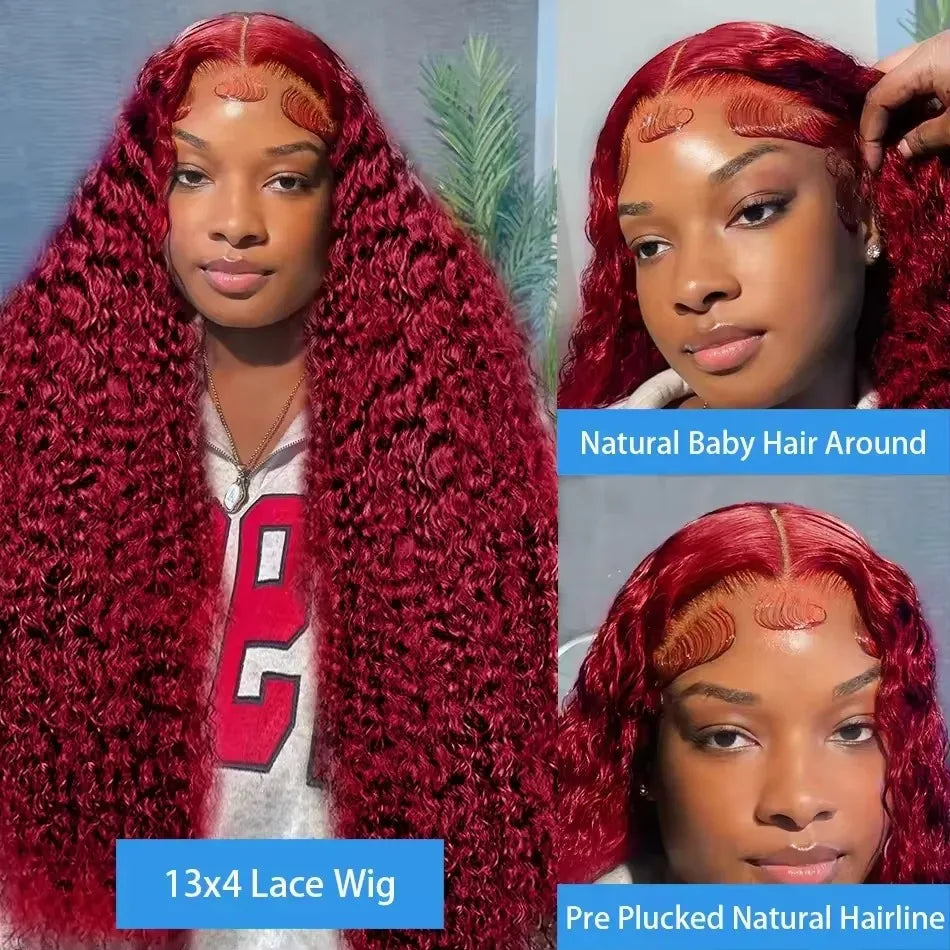 36-38 Inch Burgundy 13x6 hd Lace Frontal Wig