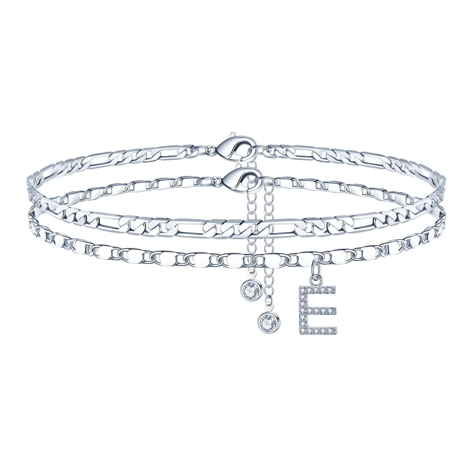 26 - letter English Zircon - inlaid Pendant With An NK Chain, Double - layered - Tucan Trading