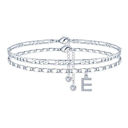 26 - letter English Zircon - inlaid Pendant With An NK Chain, Double - layered - Tucan Trading