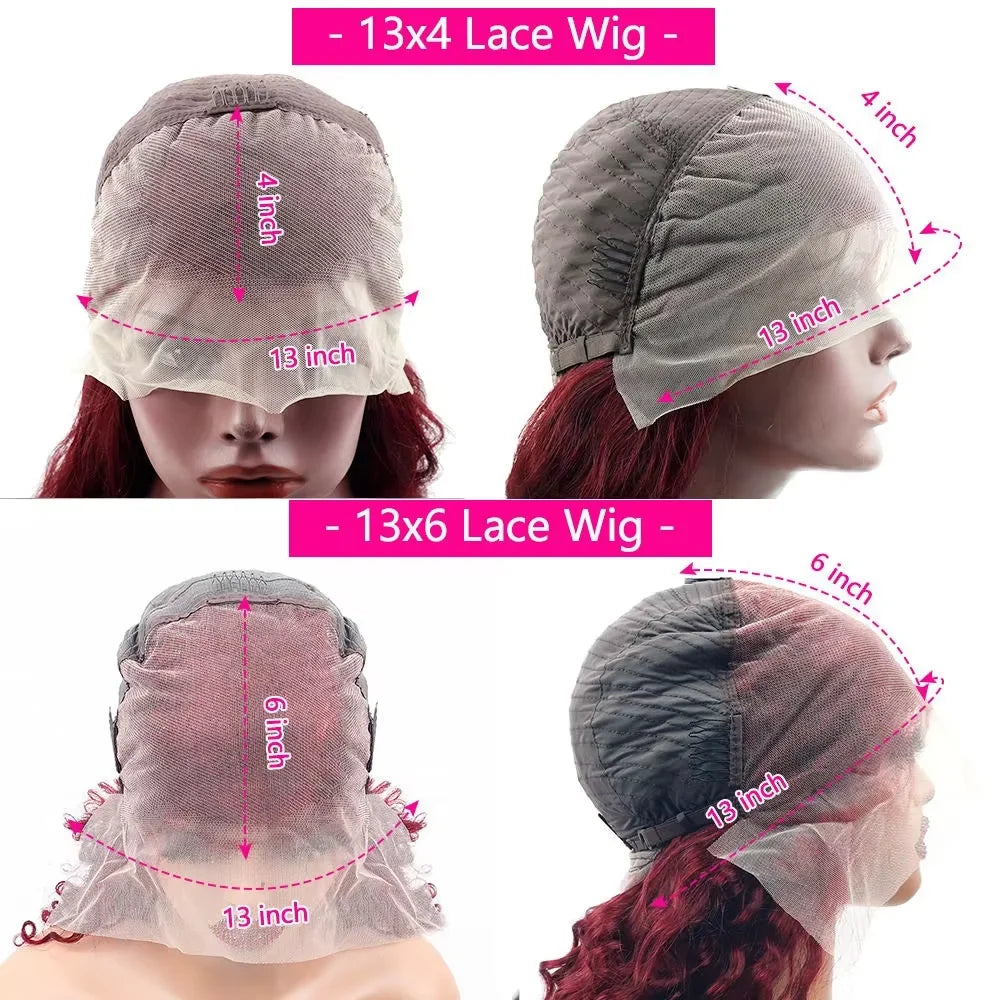 13x6 HD Lace Frontal 220% Density 99J Burgundy Human Hair Wig