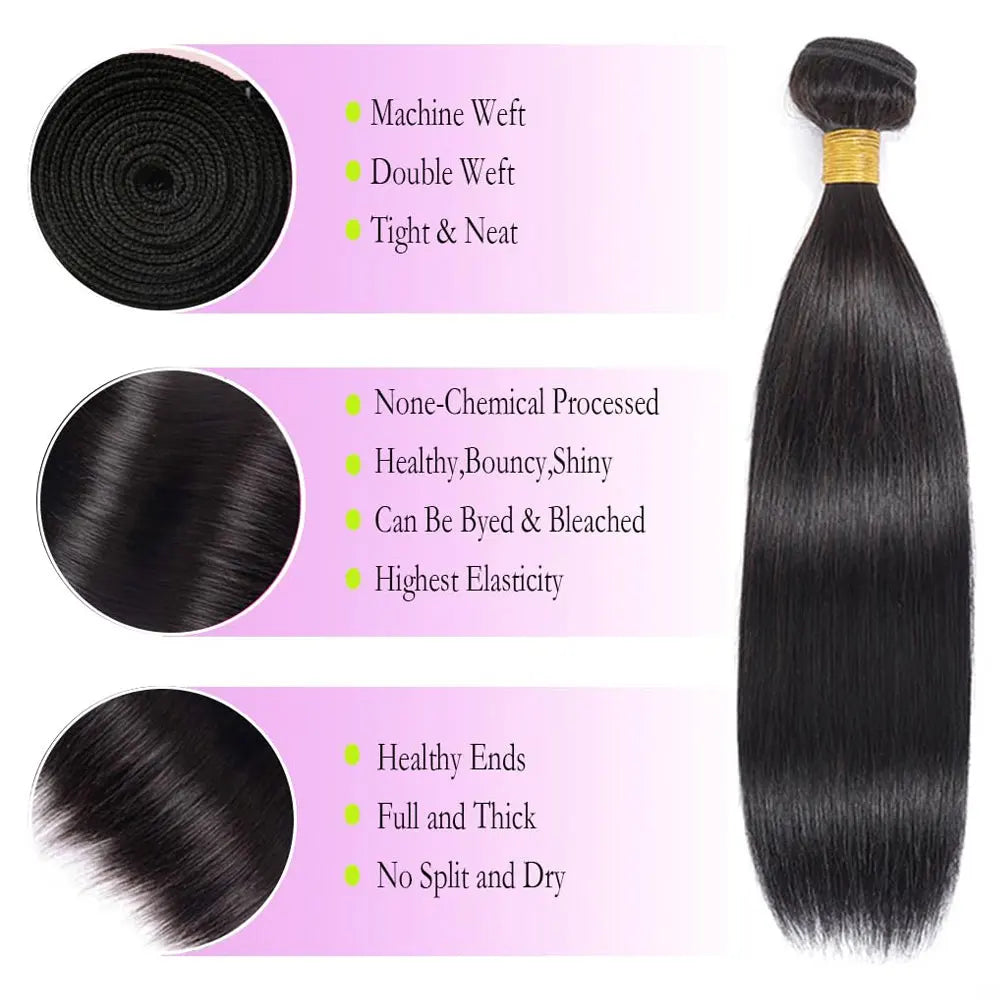 Silky Straight Human Hair Remy Brazilian