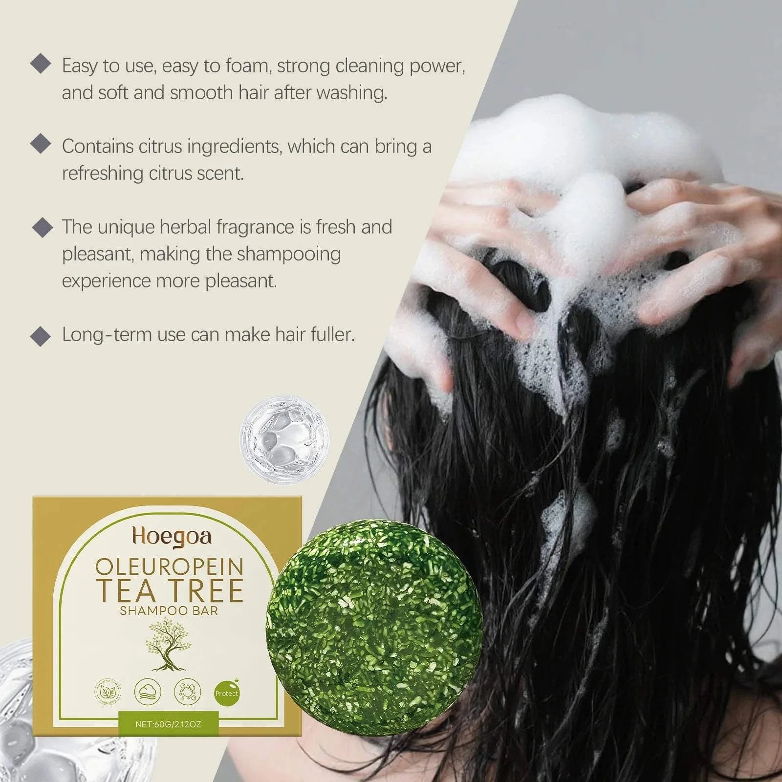 HOEGOA Oleuropein &amp; Tea Tree Dandruff Removal Shampoo Bar