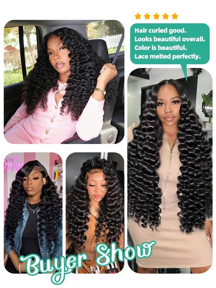 13x6 HD 38-42 Inch Loose Deep Wave Curly Lace Front  Human Hair Wig