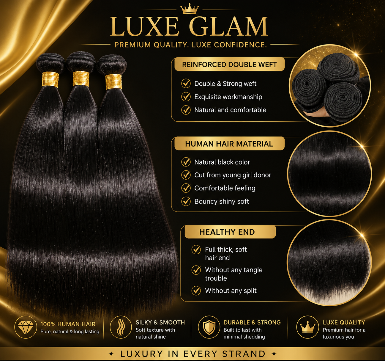 Silky Straight Human Hair Remy Brazilian