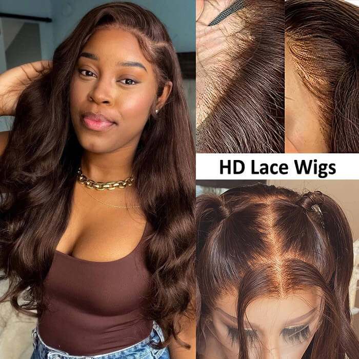 Chocolate Brown 4x4 Lace Closure Human Hair Wig