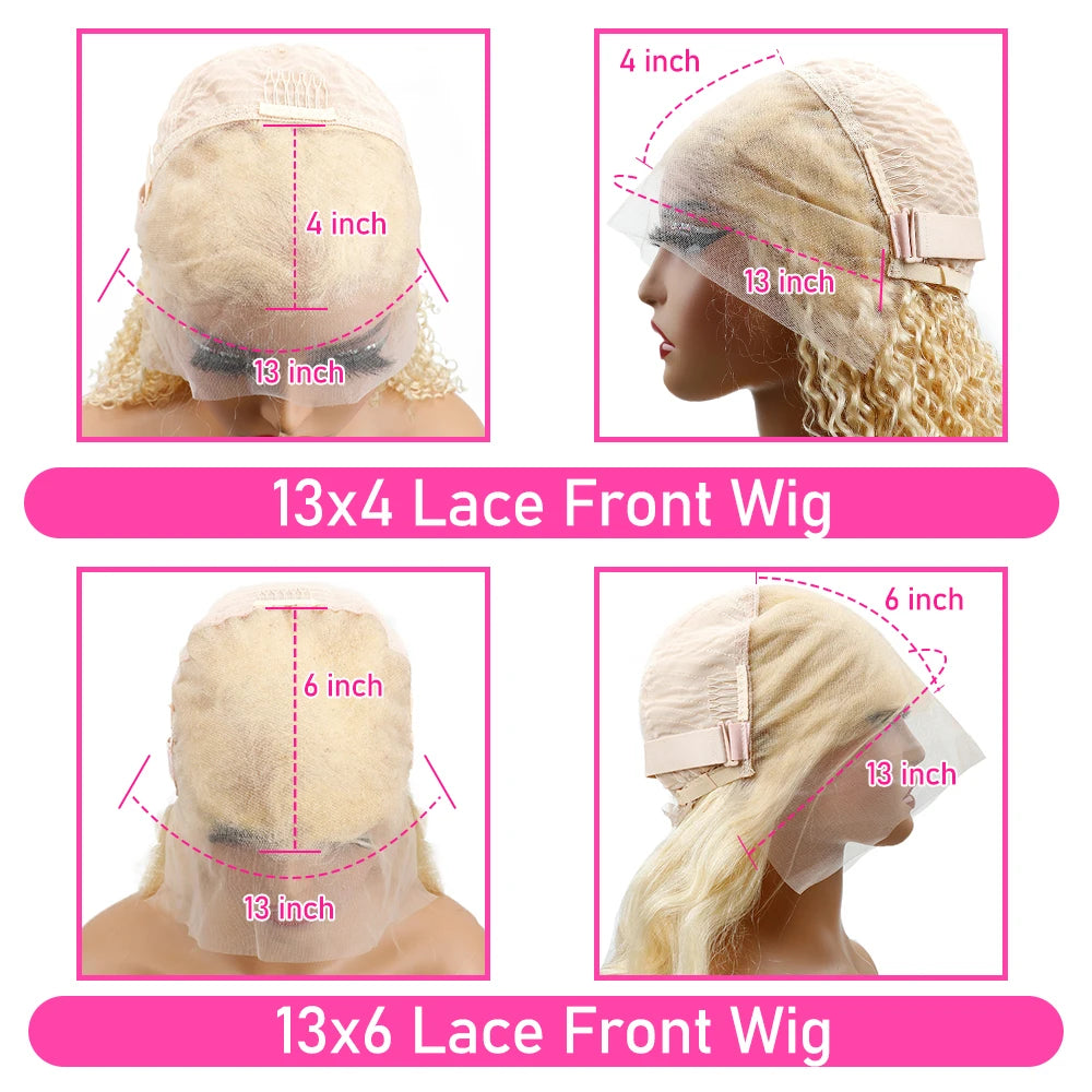 200% 613 Honey Blonde 13x6 HD Transparent Lace Front Human Hair Wig