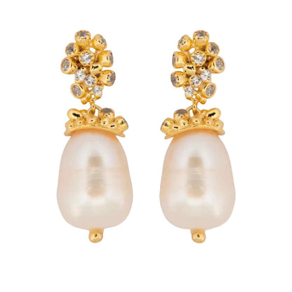 Gold Baroque Pearl Earrings - Lyra - Tucan Trading
