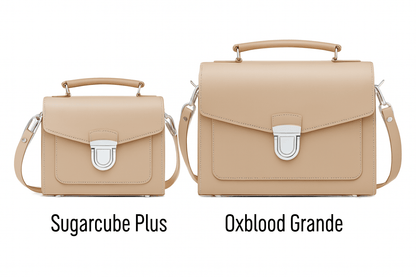 Handmade Leather Sugarcube Handbag - Iced Coffee - Tucan Trading