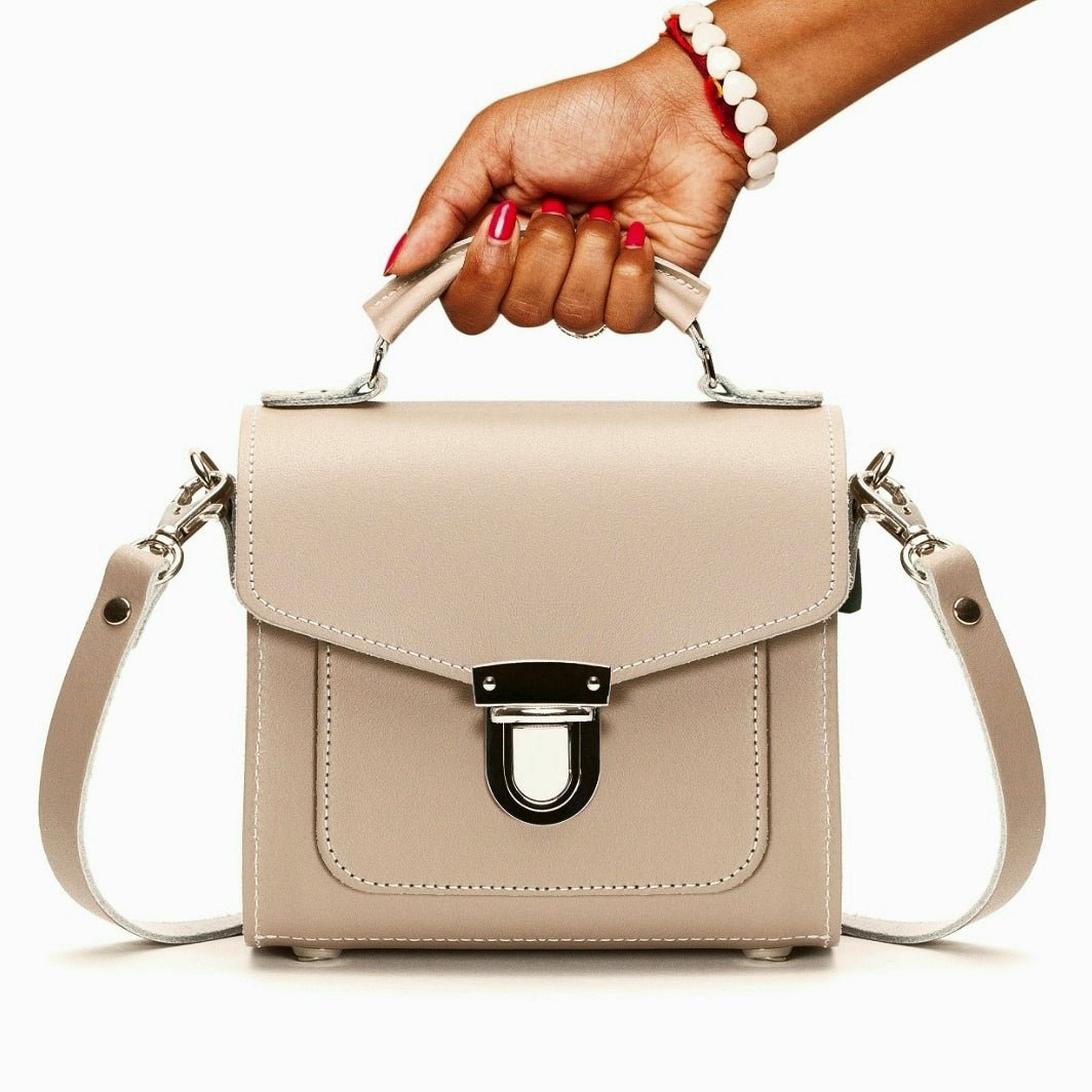 Handmade Leather Sugarcube Handbag - Iced Coffee - Tucan Trading