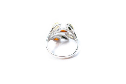 Multicolour Amber Floral Ring - Tucan Trading