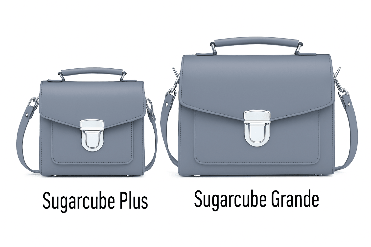 Handmade Leather Sugarcube Handbag - Lilac Grey - Tucan Trading