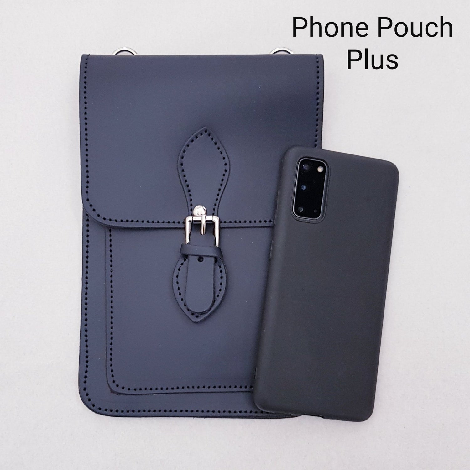 Handmade Leather Mobile Phone Pouch Plus - Black - Tucan Trading