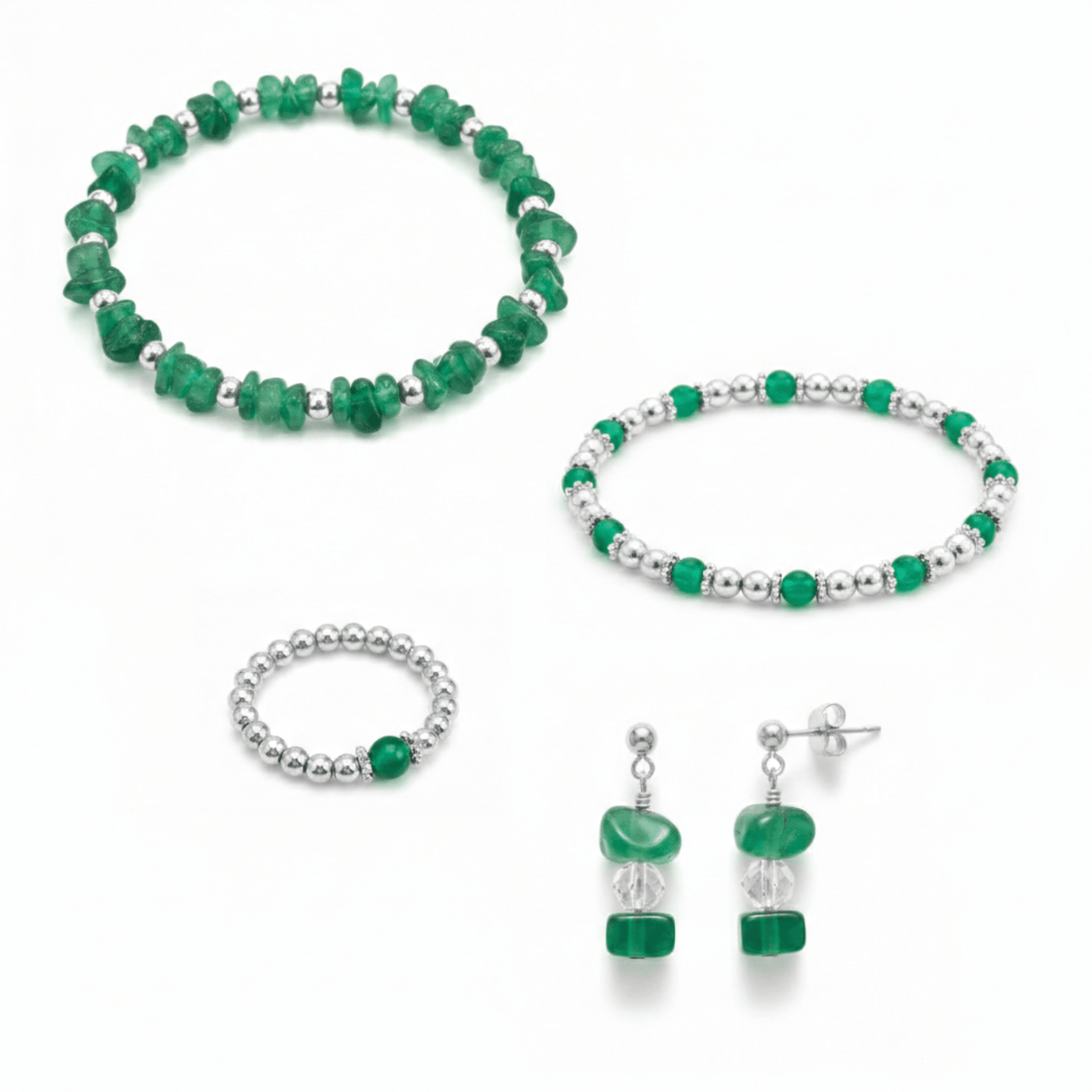 Handmade Green Agate Gemstone Jewellery Set - Tucan Trading