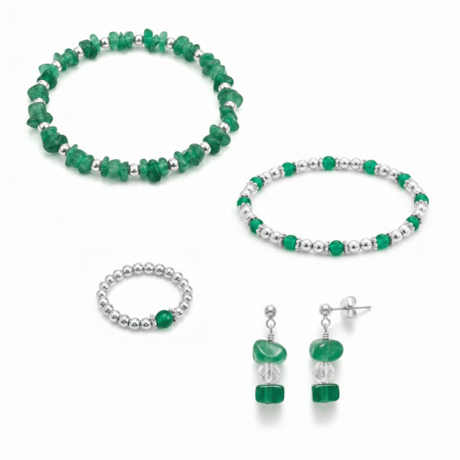 Handmade Green Agate Gemstone Jewellery Set - Tucan Trading