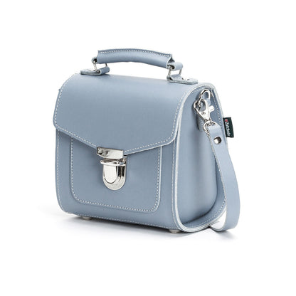 Handmade Leather Sugarcube Handbag - Lilac Grey - Tucan Trading