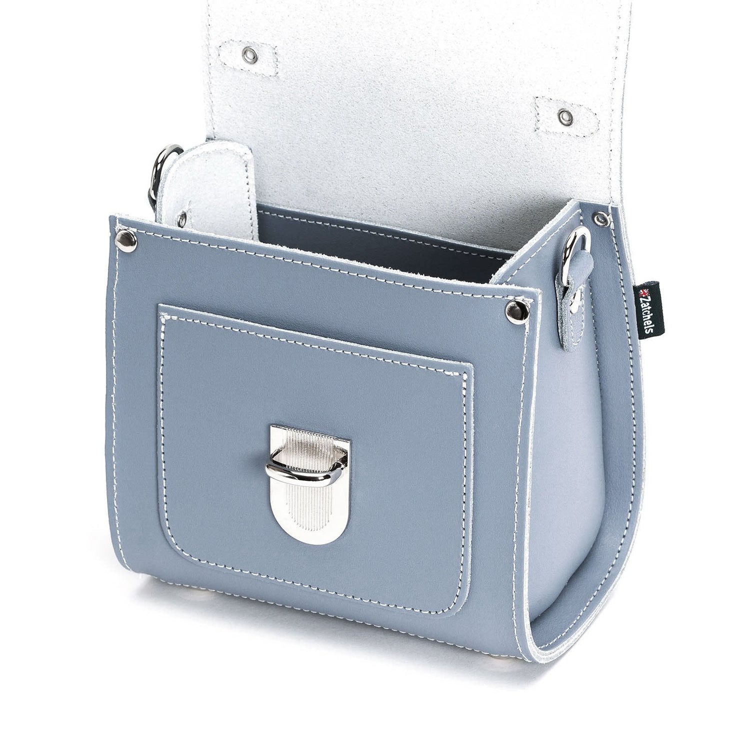 Handmade Leather Sugarcube Handbag - Lilac Grey - Tucan Trading