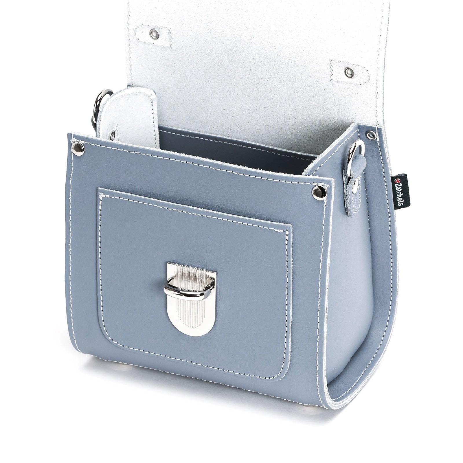 Handmade Leather Sugarcube Handbag - Lilac Grey - Tucan Trading